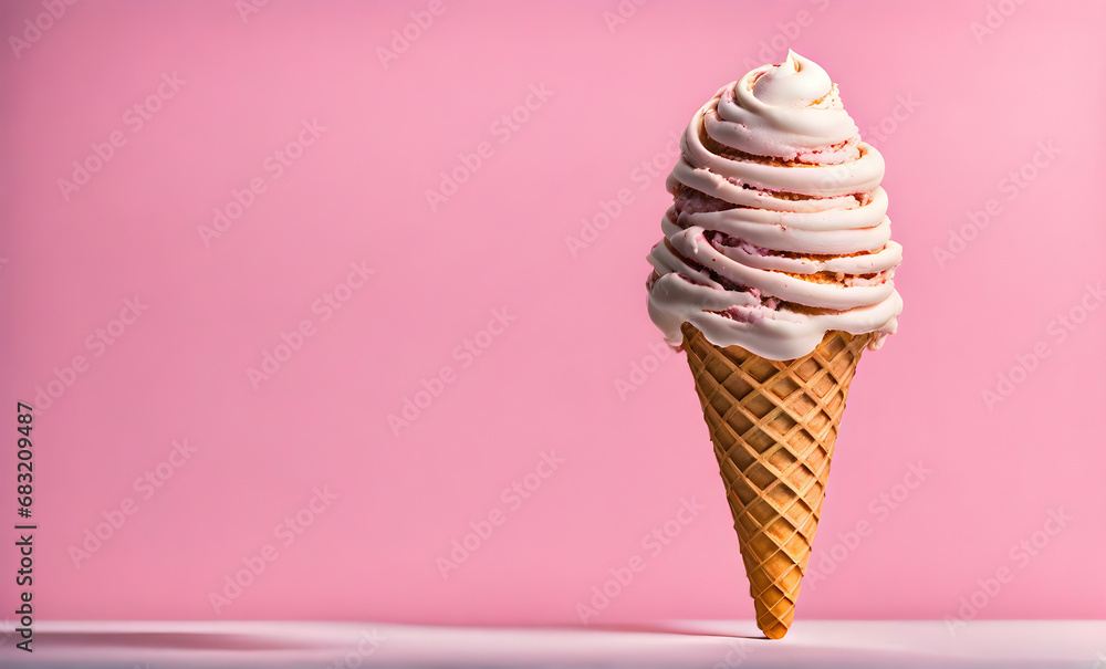 Ice cream delight: Waffle cone with creamy goodness Ice cream delight: Waffle cone with creamy goodness