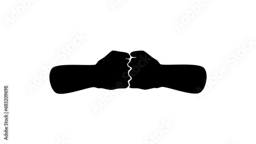 handshake with fists, black isolated silhouette