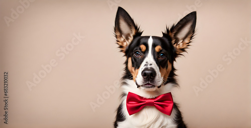 Dapper dog elegance: Canine charm in a stylish bow tie photo