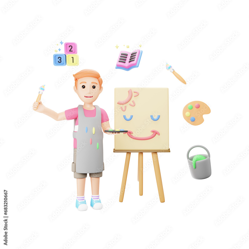 3D Character in Creative Art Class Illustration 3D Character in Creative Art Class Illustration