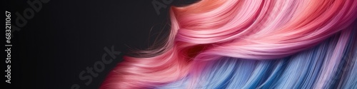 A close up of a woman s pink and blue hair. Generative AI.