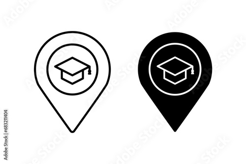 Free Download E-learning icon vector set. Pin with mortar cap symbol - GFXLoad