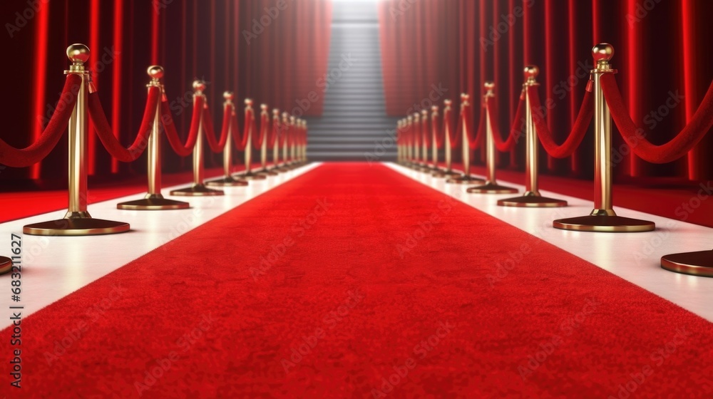 Red Carpet Event Entrance with Velvet Ropes and Stanchions Red Carpet Event Entrance with Velvet Ropes and Stanchions