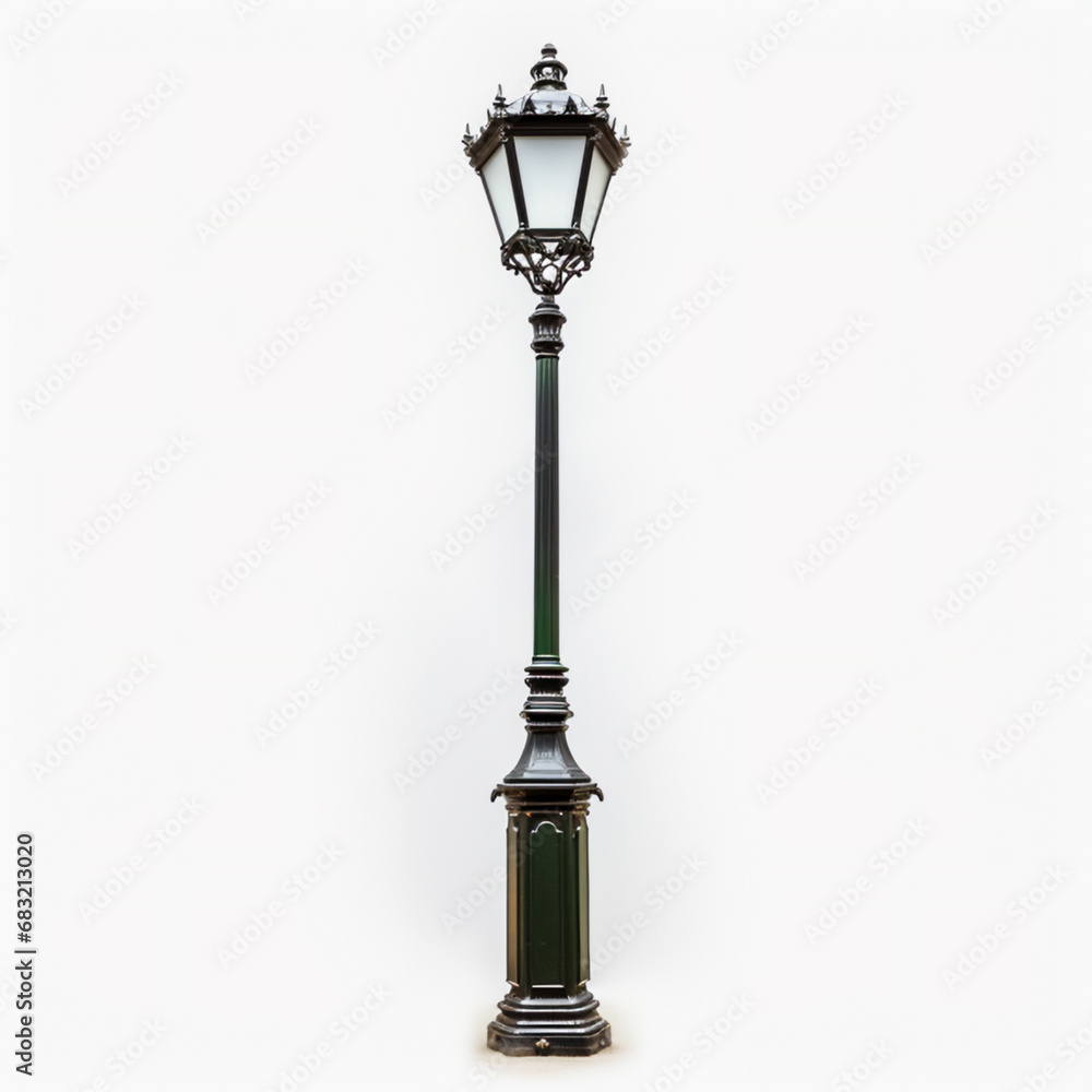 entire street lamp isolated on white background, AI Generative. entire street lamp isolated on white background, AI Generative.