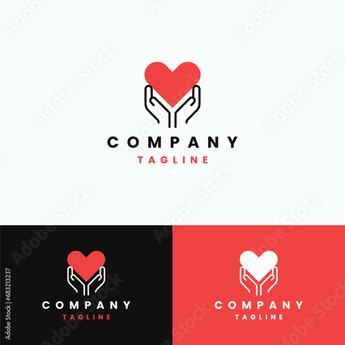 Heart in hand icons, Healthcare, Donation and giving aid concept , Hands holding heart logo