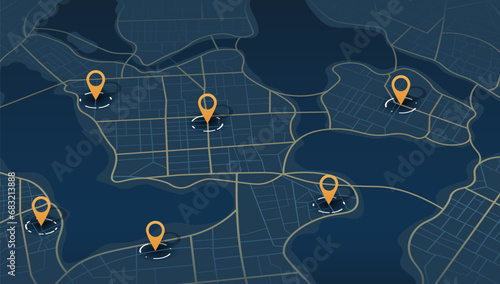 Isometric abstract map background. Colorful abstract lines and geometric shapes for dynamic cartographic texture. for web design, presentations, and advertising projects. Vector illustration.