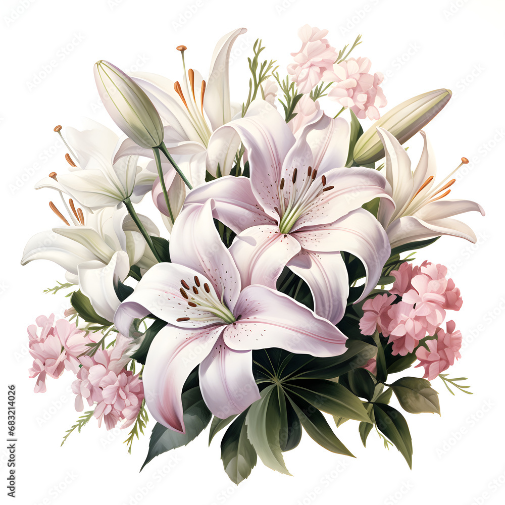 Lilies, Flowers, Watercolor illustrations Lilies, Flowers, Watercolor illustrations