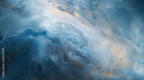 A blue and gold abstract art print, in the style of naturalistic landscape backgrounds, Blue marble background