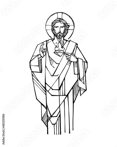 Jesus Christ Sacred Heart silhouette (ID: 683215086)