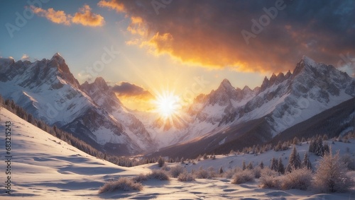 sunrise in the mountains generated by ai