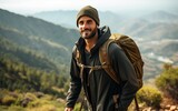 Adult Man Hiking Mountain Trail