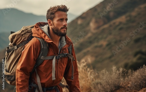 Mountain Adventure: Man Trekking