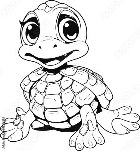 Turtle animal black and white coloring page