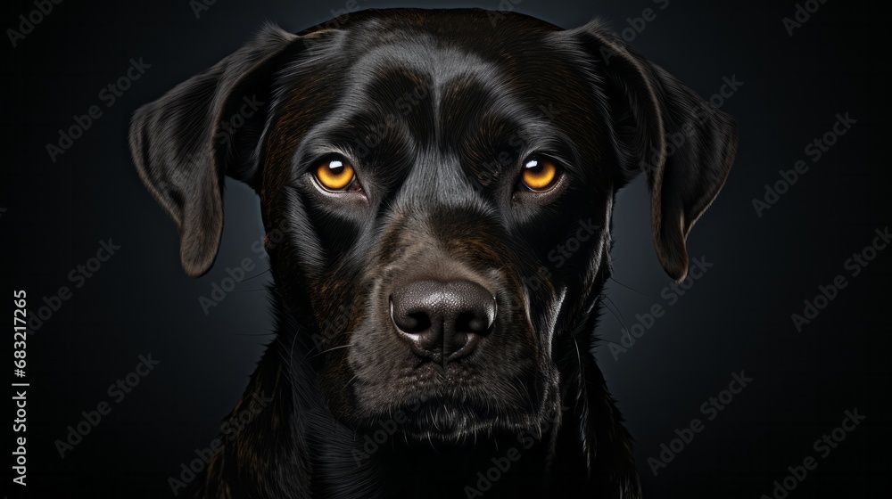 Portrait of a dog on a black background