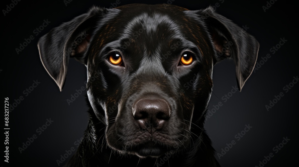 Portrait of a dog on a black background