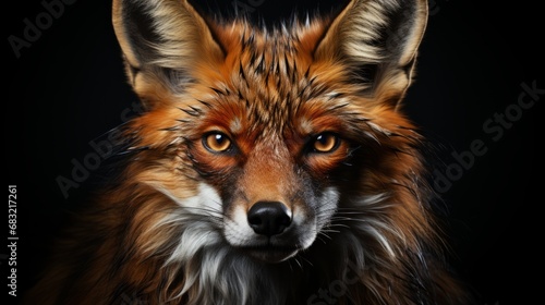 Portrait of a wild fox on a black background © Mike