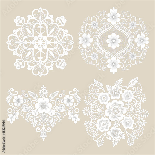 white lace vector set 3