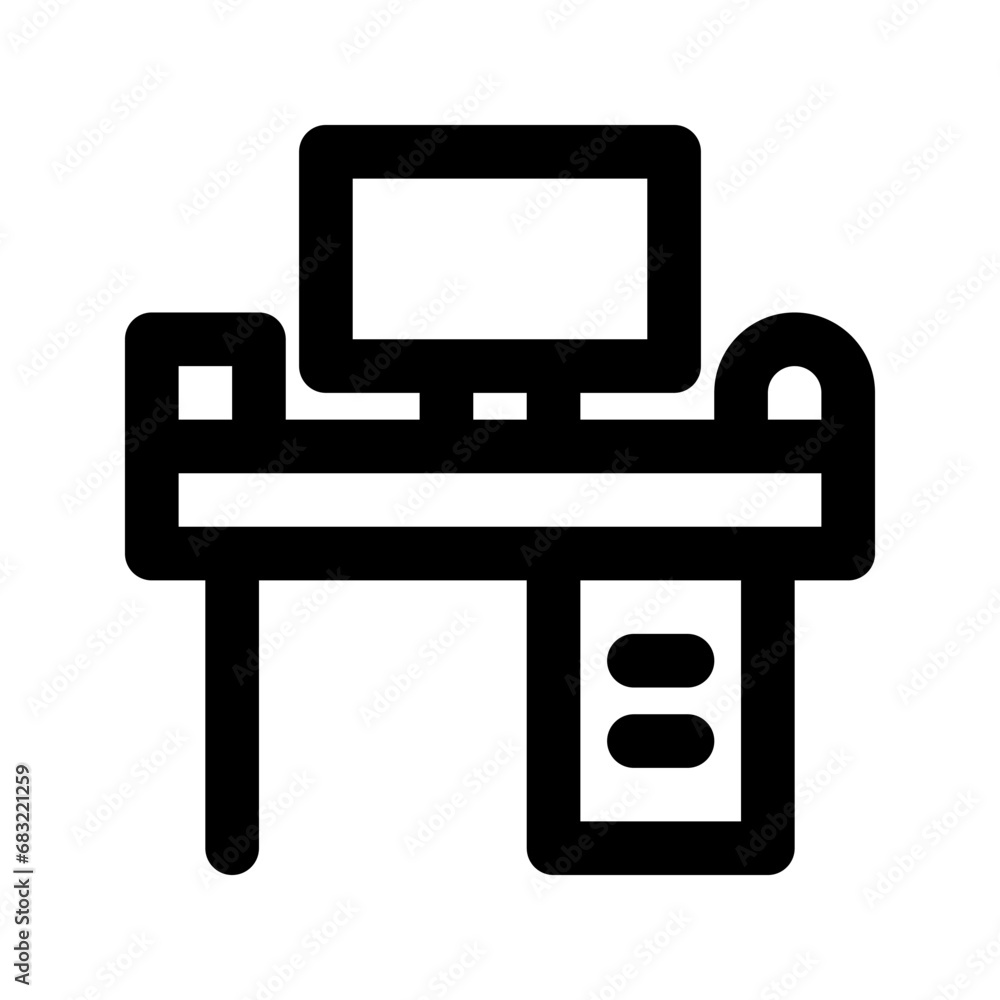 Workbench Office Icon Vector. Outline Workbench Office Sign. Isolated Contour Symbol Illustration Workbench Office Icon Vector. Outline Workbench Office Sign. Isolated Contour Symbol Illustration