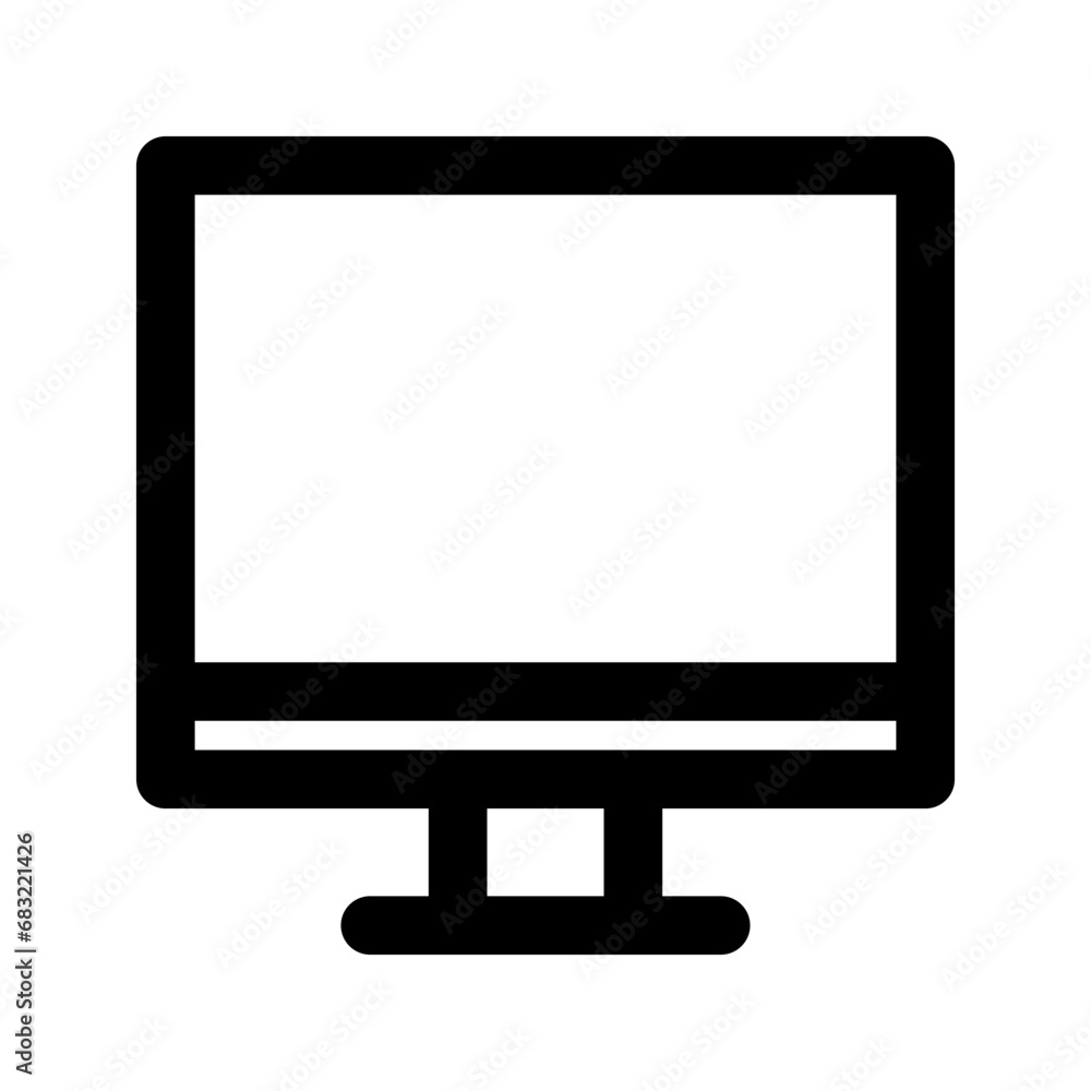 Computer Monitor Icon Vector. Flat Style. Black on White Background. Computer Monitor Icon Vector. Flat Style. Black on White Background.