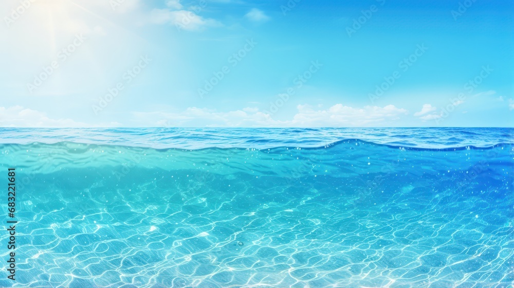 Summer tropical sea with sparkling waves and blue sunny sky