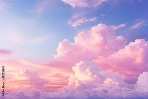 Light pink clouds in a sunset blue sky. Pastel colors of clouds  a natural background for sunrise and sundown