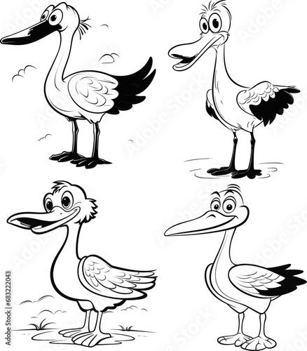 Stork bird animal stock photo  coloring page