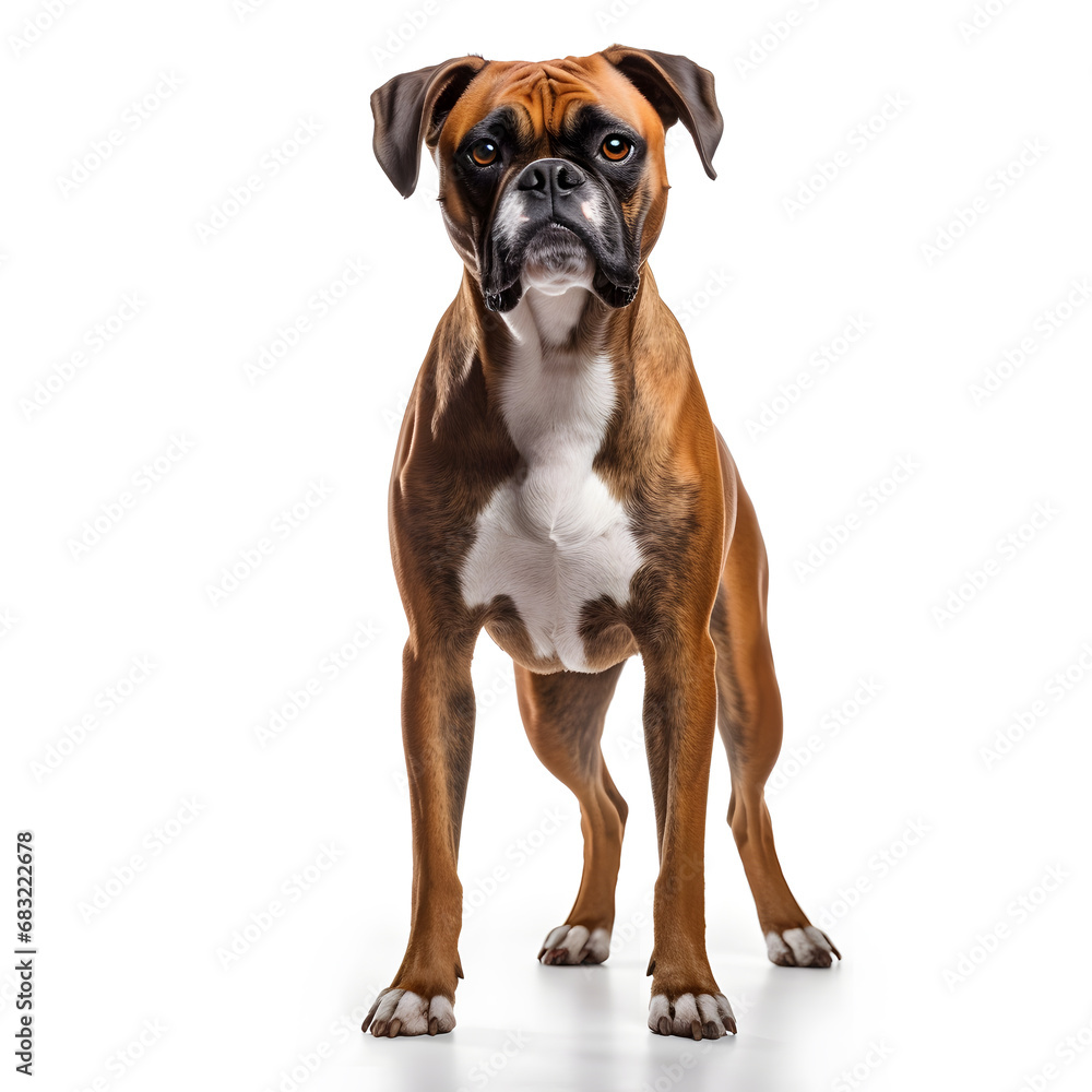 Boxer Dog Isolated on White Background - Generative AI Boxer Dog Isolated on White Background - Generative AI