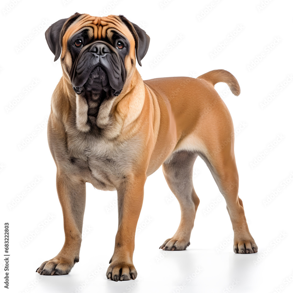Bullmastiff Dog Isolated on White Background - Generative AI Bullmastiff Dog Isolated on White Background - Generative AI