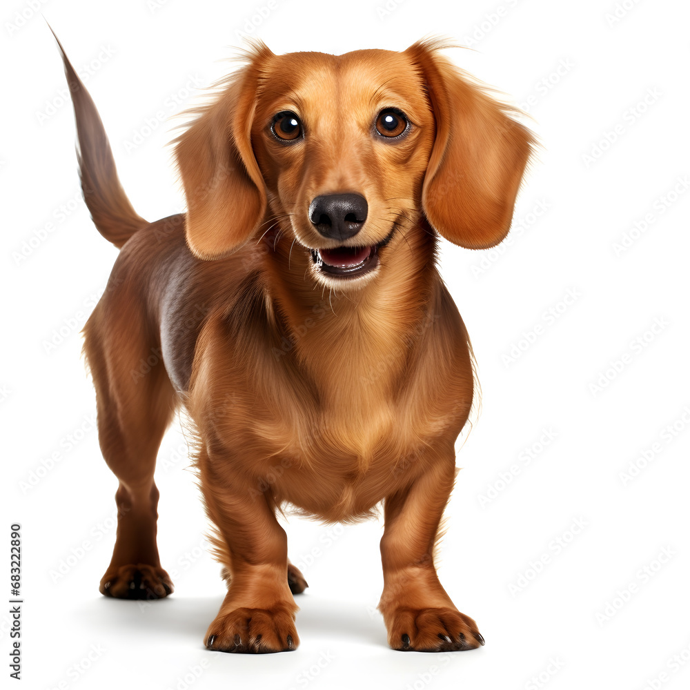 Red Dachshund Dog Isolated on White Background - Generative AI