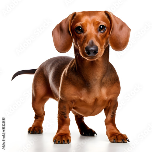 Red Dachshund Dog Isolated on White Background - Generative AI