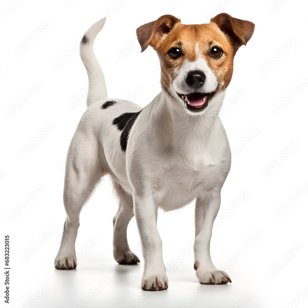 Jack Russell Terrier Dog Isolated on White Background - Generative AI