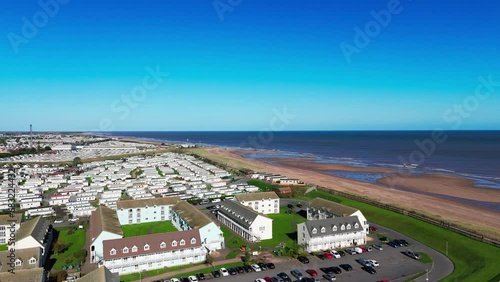 Aerial drone footage of the famous Butllins holiday camp based in the seaside town of Skegness Lancashire, UK photo