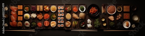 Knolling of a Japanese food on a table photo