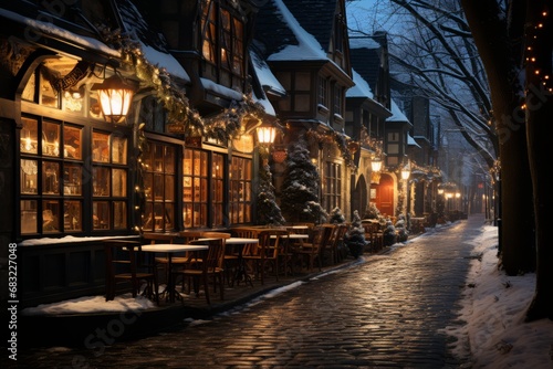 Cozy Christmas Eve: Capturing the Warmth of the Evening Street