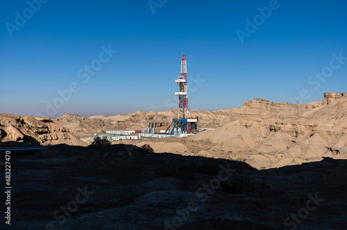 Oil Derricks on the Desert of Xinjiang, China
