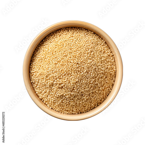 Top View of Bowl of Sesame Seeds Isolated on Transparent or White Background, PNG