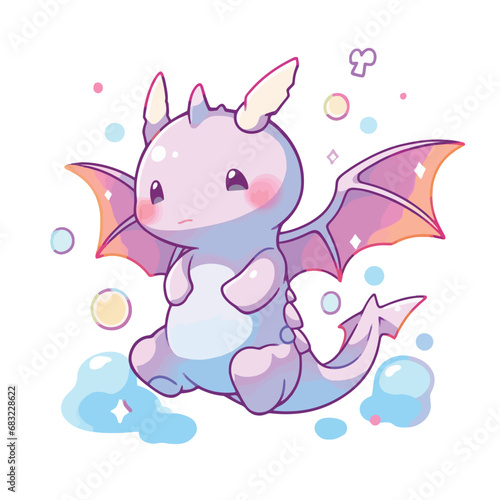Cute cartoon dragon. Isolated on white background. Vector illustration.