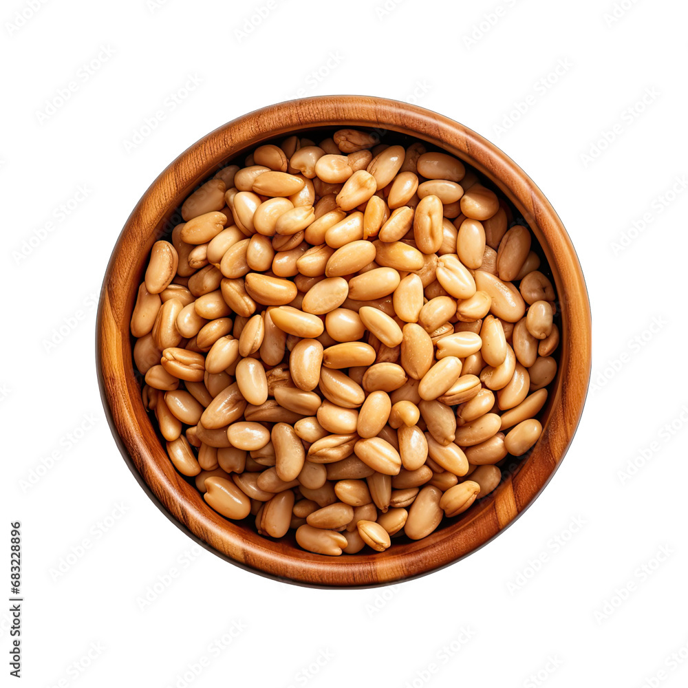 Top View of Bowl of Pine Nuts Isolated on Transparent or White Background, PNG Top View of Bowl of Pine Nuts Isolated on Transparent or White Background, PNG