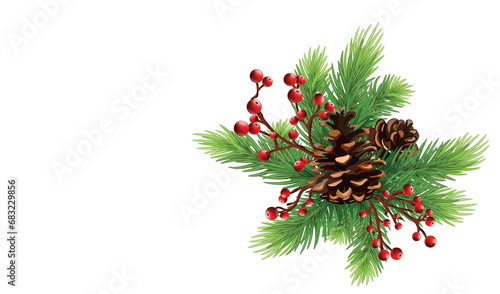 Christmas composition, bouquet, decor,isolated on white. Winter holidays decoration. for cards, prints, posters.