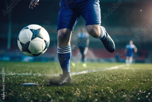 Close-up of a soccer player kicking a ball © Светлана Парникова