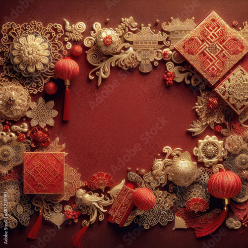 Happy chinese new year with Oriental Chinese traditional template Background