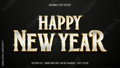 Editable text effect happy new year theme, luxury text style photo