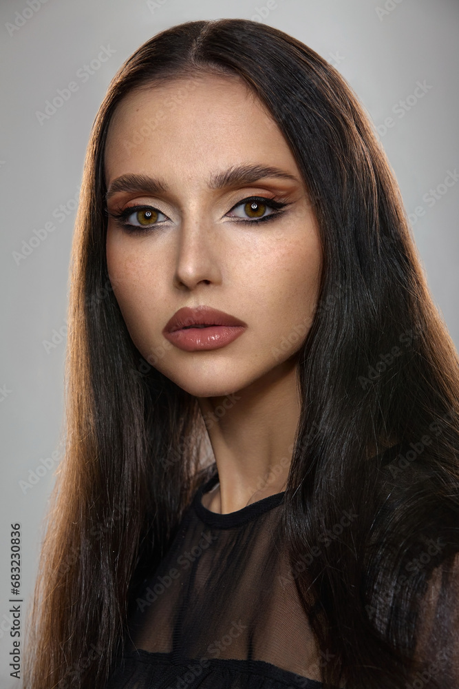 Closeup portrait of a beautiful young girl with exquisite makeup Closeup portrait of a beautiful young girl with exquisite makeup