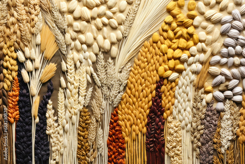 Assorted different types of beans and cereals grains. Set of indispensable sources of protein for a healthy lifestyle. Close-up. View from above.