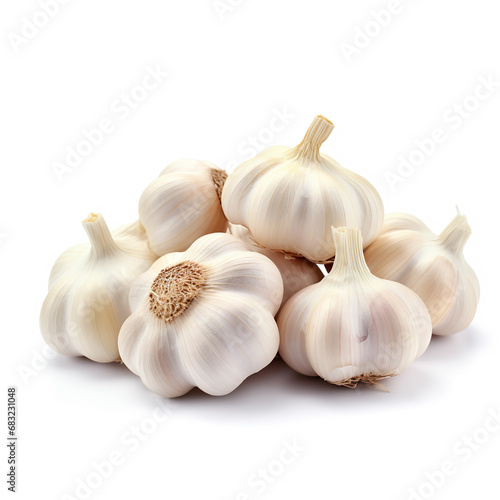 Bunch of Garlic isolated on white background, AI Generative.