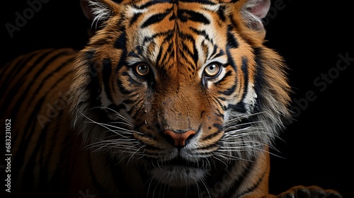 Majestic Close-up: Tiger Portrait on a Black Canvas © Mike