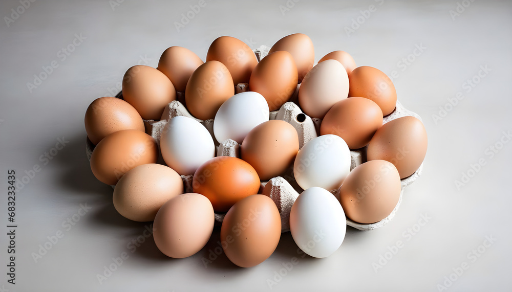 a dozens eggs neatly arranged in a cardboard carton