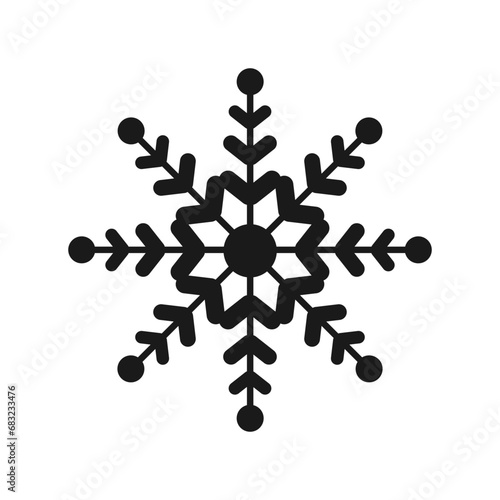 Black silhouette of a snowflake on an isolated background.Christmas and New Year.Winter season.Vector.