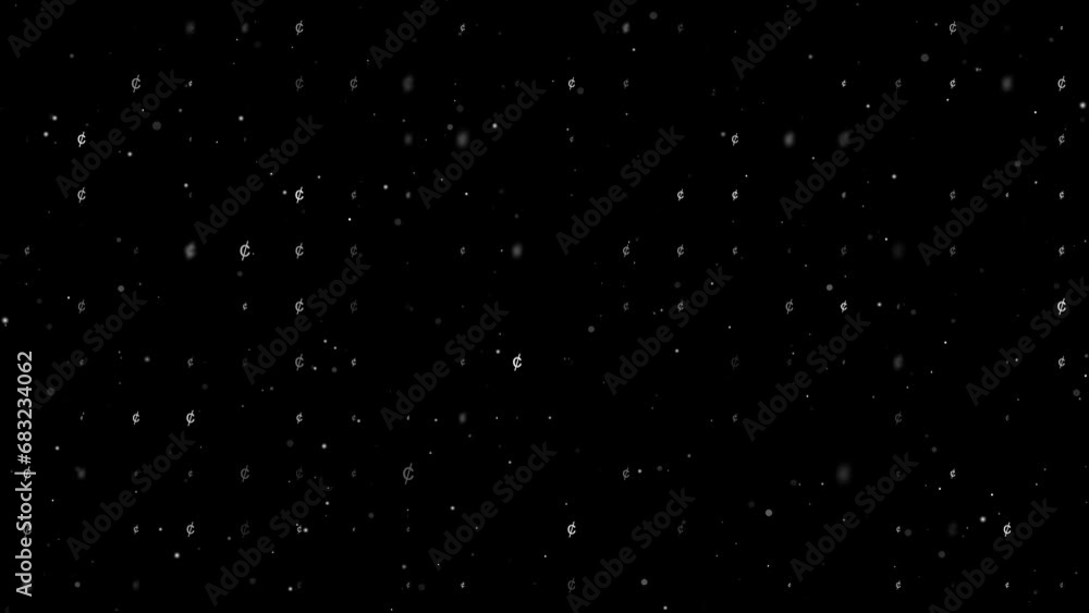 Template animation of evenly spaced cent symbols of different sizes and ...