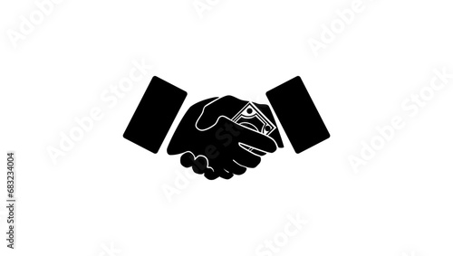 handshake showing corruption, hand giving money from handshake